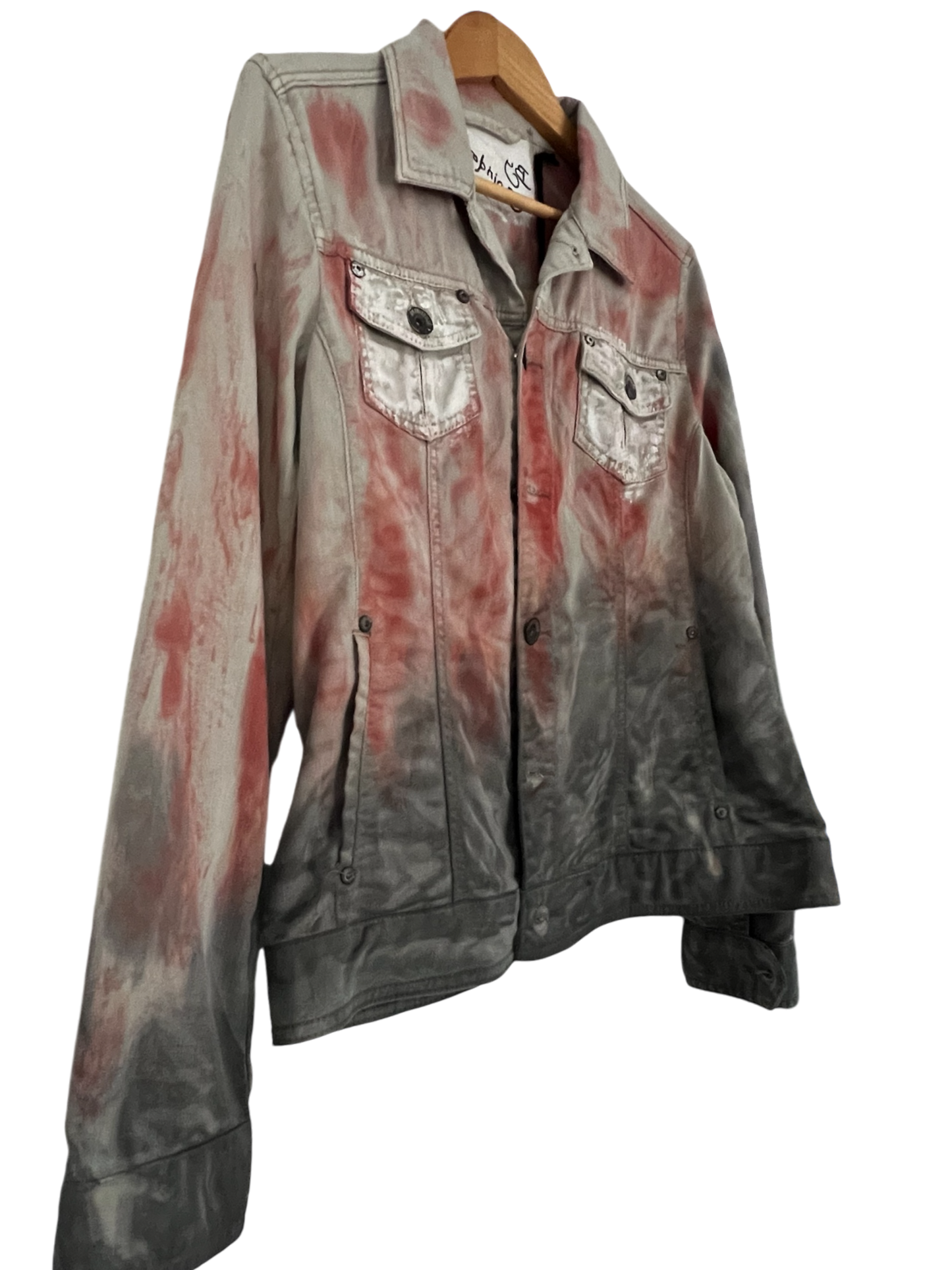 Gray Denim Jacket Hand-Painted Love Party- Me & You Design