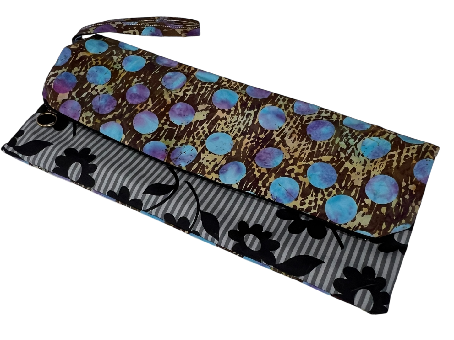Zilos Reversible Clutch - Blue Gold & Floral Elegance