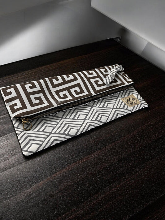 Geometriic Cotton Clutch - Greek Key Design
