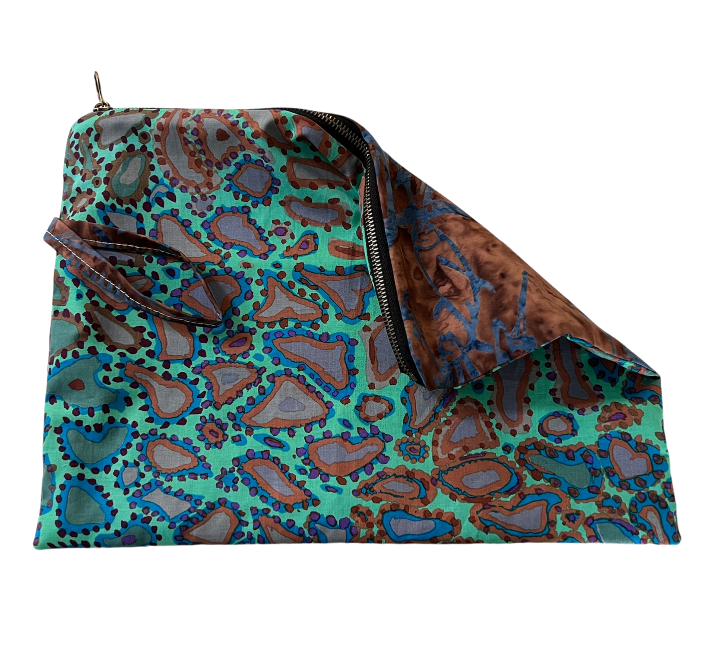 Versatile Dual-Design Purse: Turquoise & Brown Elegance
