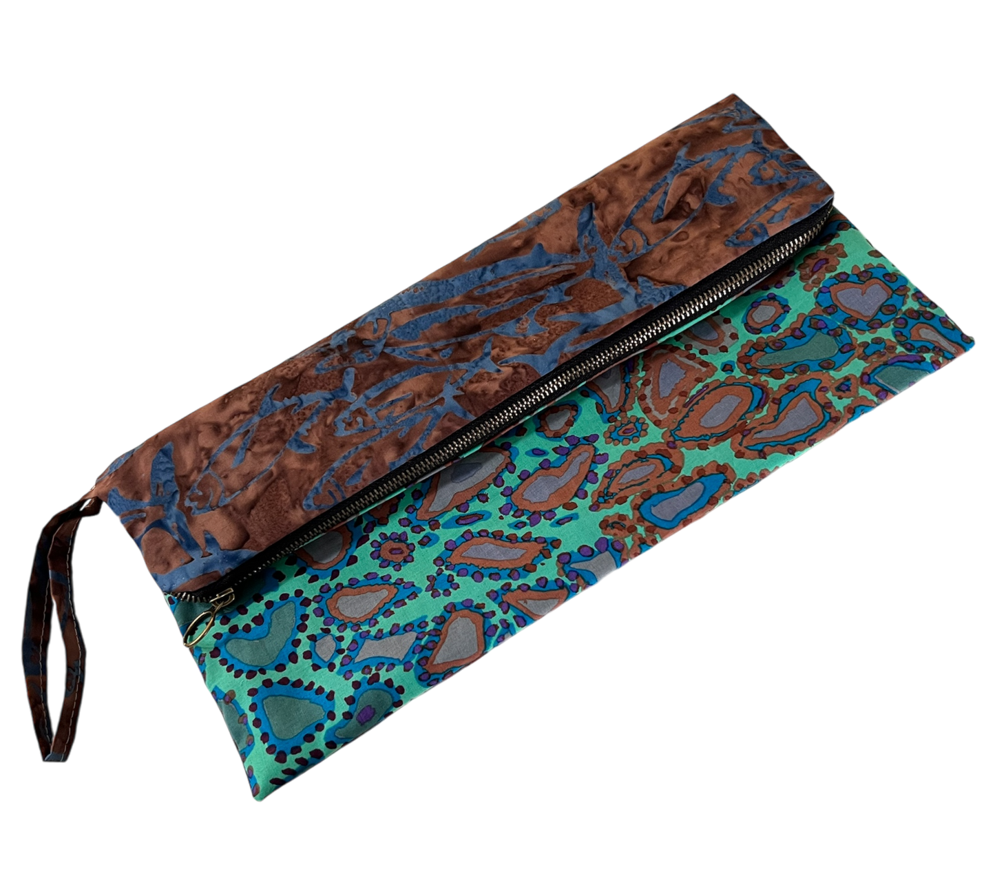 Versatile Dual-Design Purse: Turquoise & Brown Elegance
