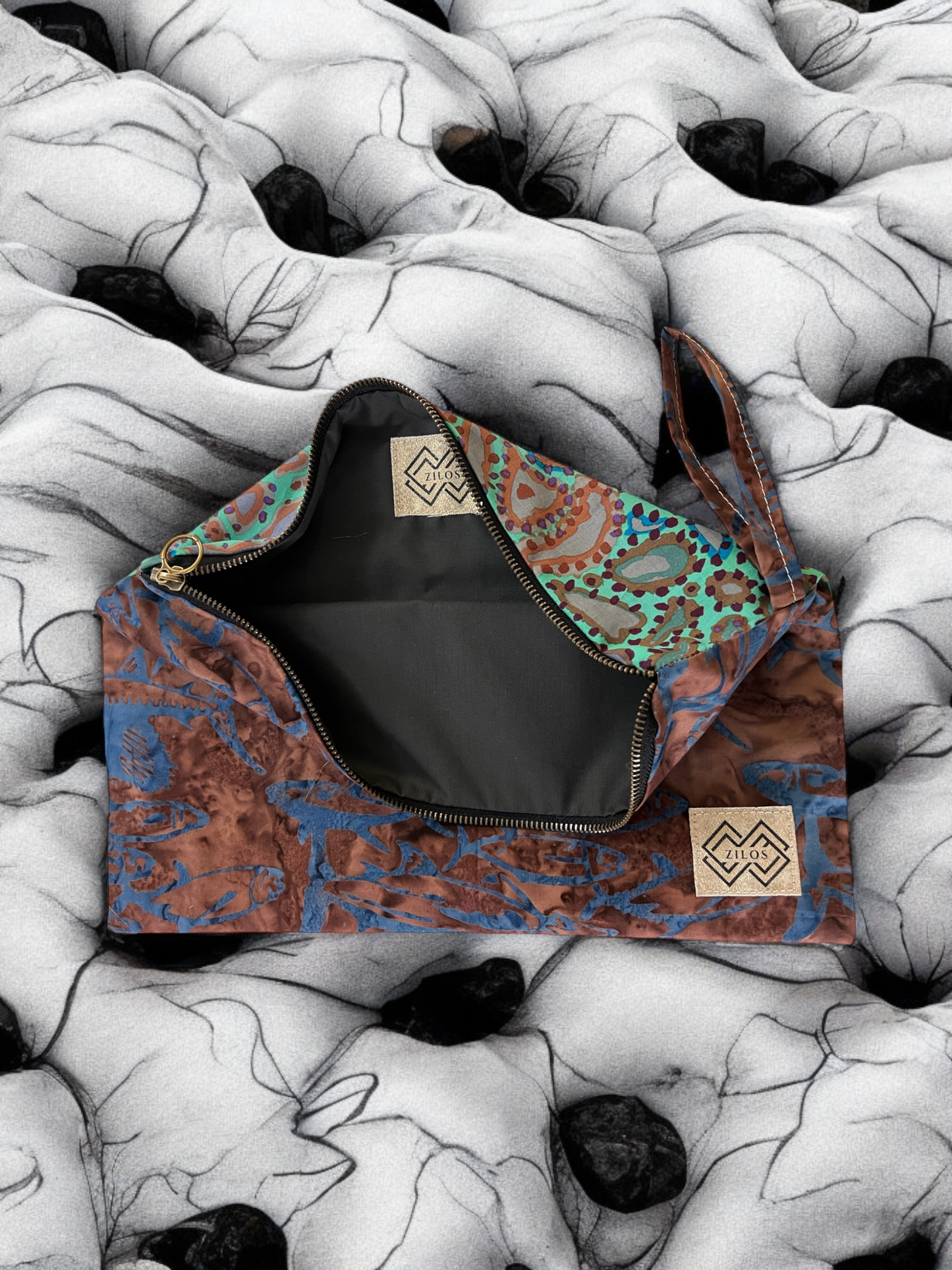 Versatile Dual-Design Purse: Turquoise & Brown Elegance