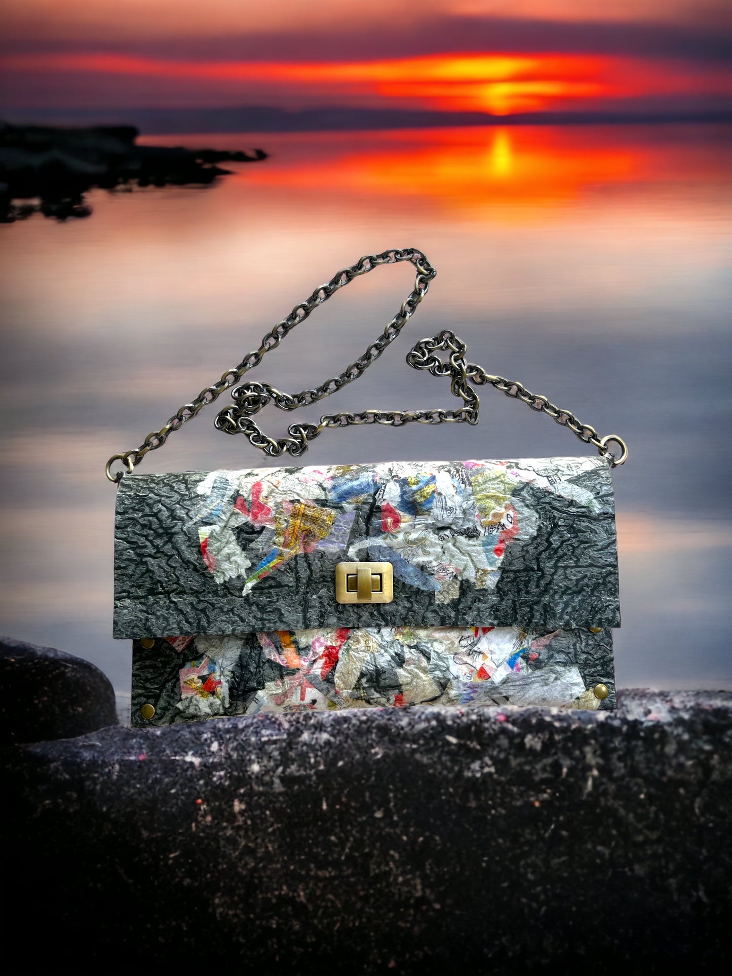 Vegan Handbag Recycled - Decoupaged