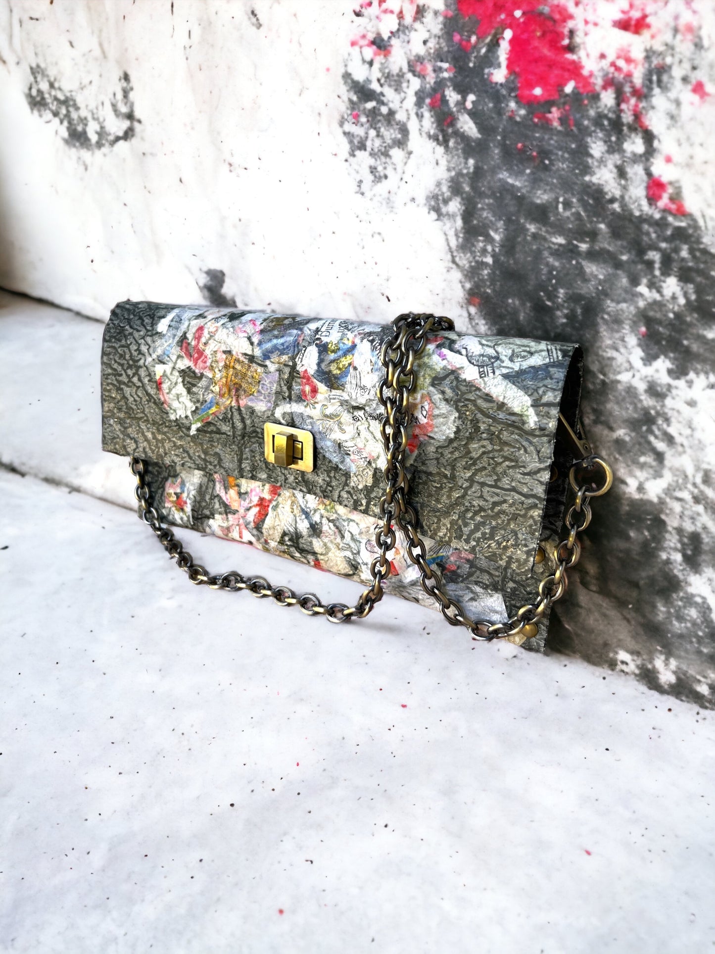 Vegan Handbag Recycled - Decoupaged