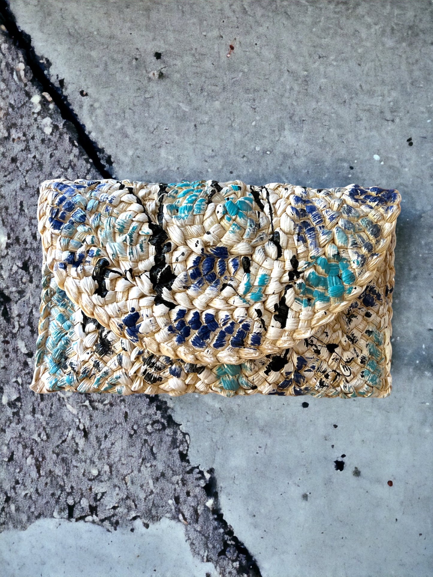 Straw Woven Clutch Hand-Painted
