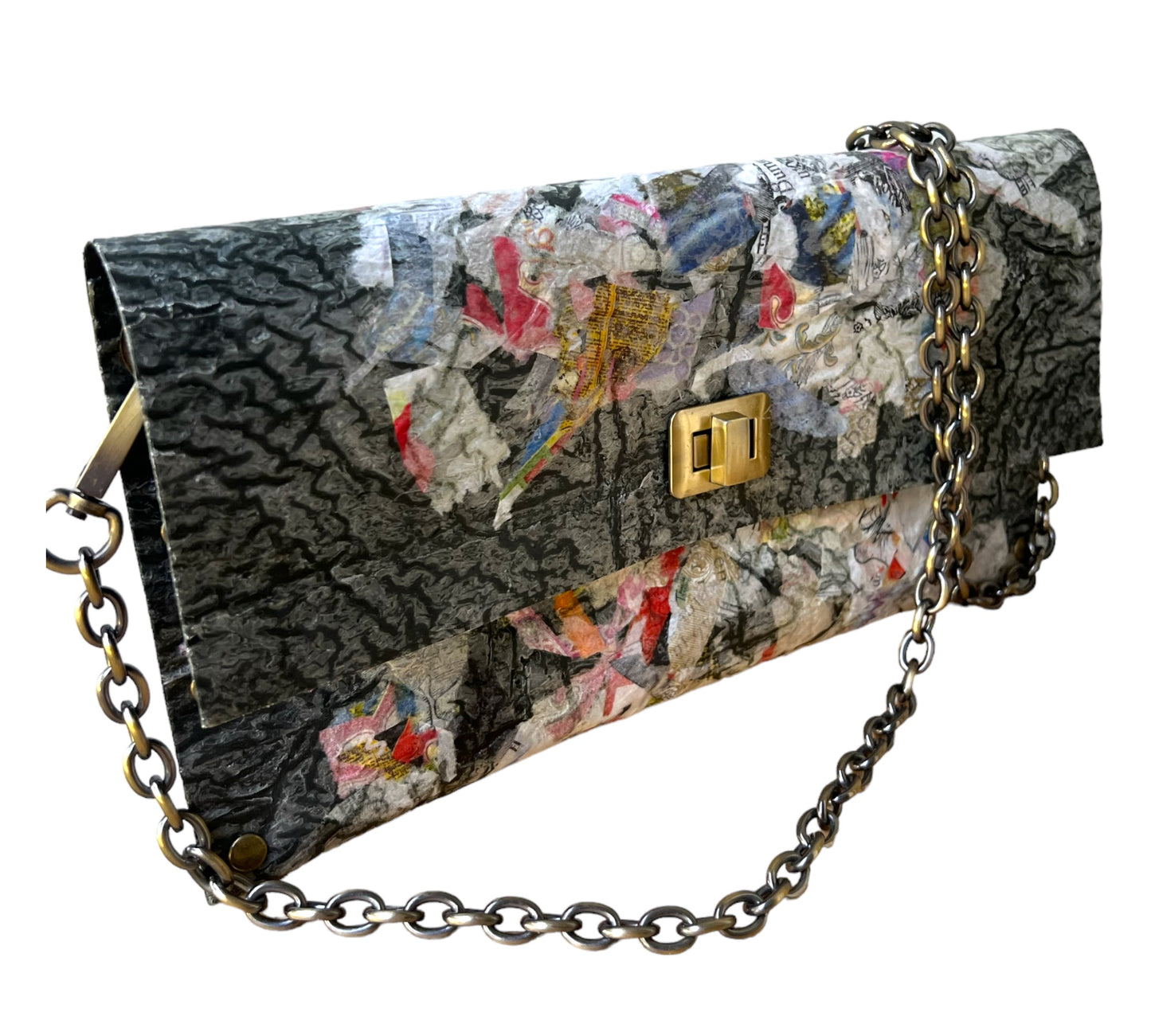 Vegan Handbag Recycled - Decoupaged