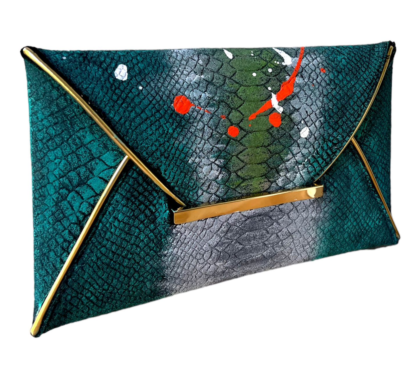 Crocodile Embossed Felt Hand-Painted Envelope Bag