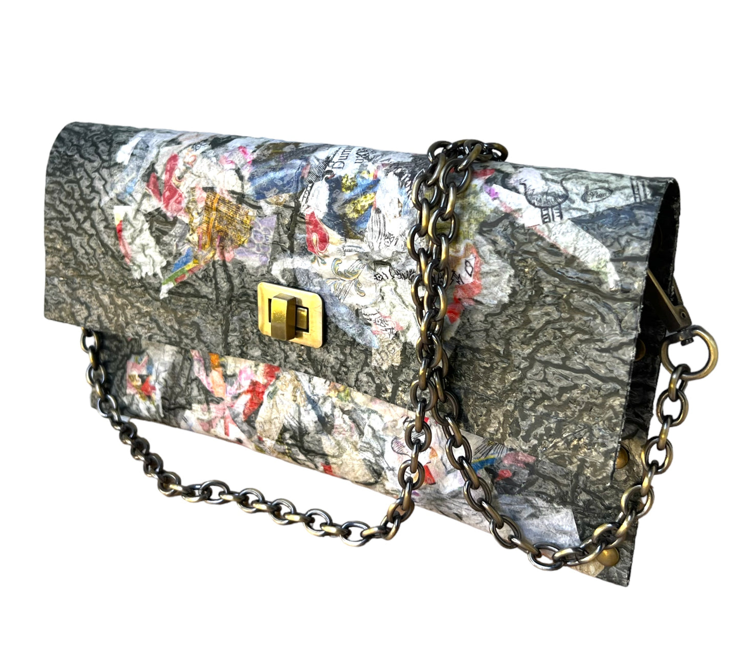 Vegan Handbag Recycled - Decoupaged