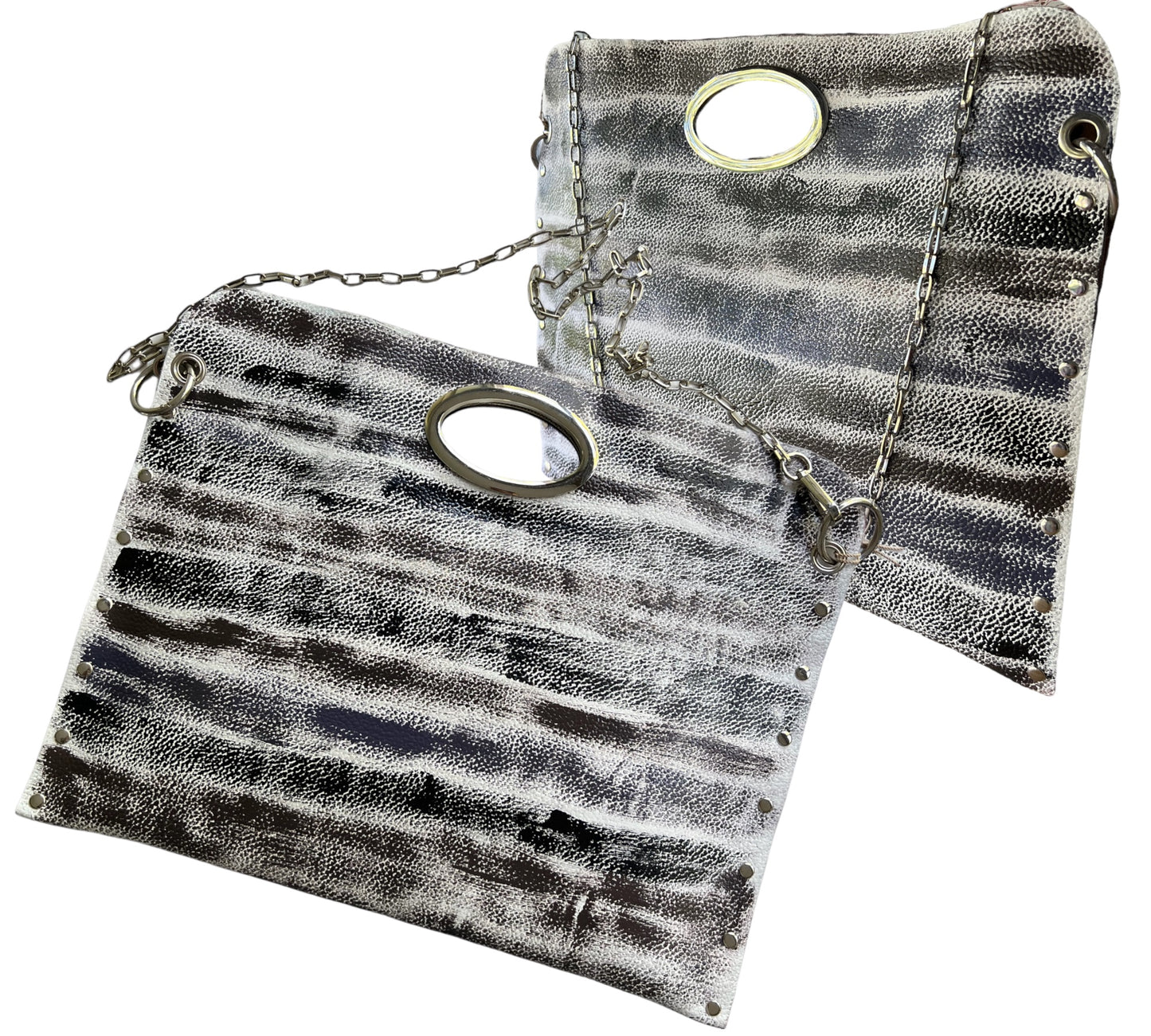 One-of-a-Kind Hand-Painted Abstract Leather Handbag