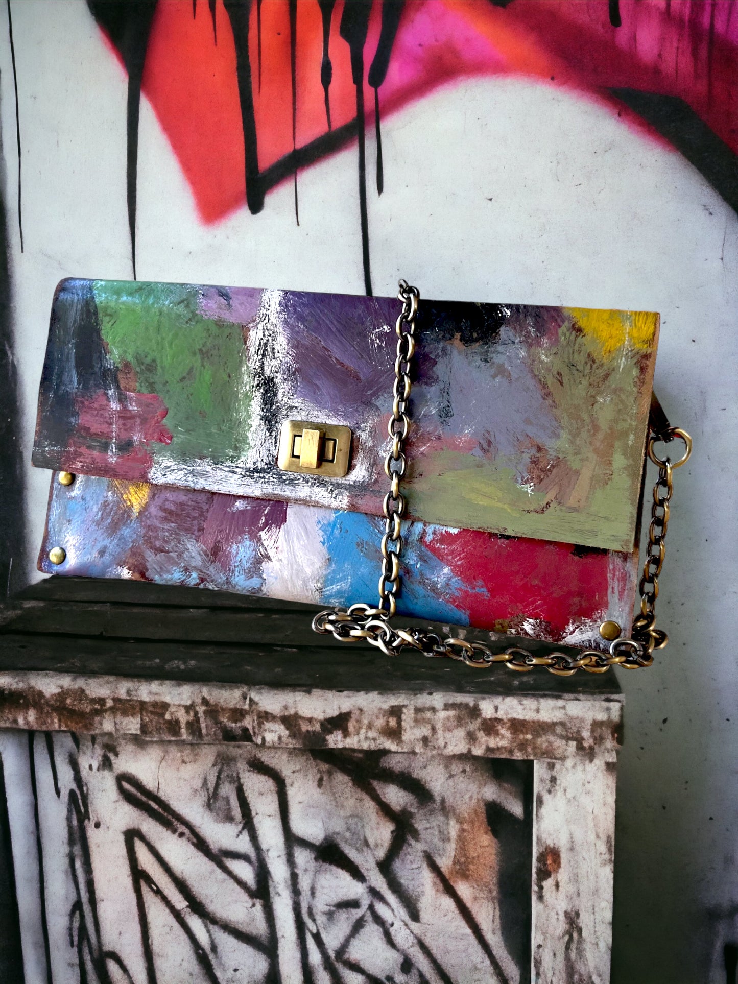 Contemporary Art on Leather Handbag