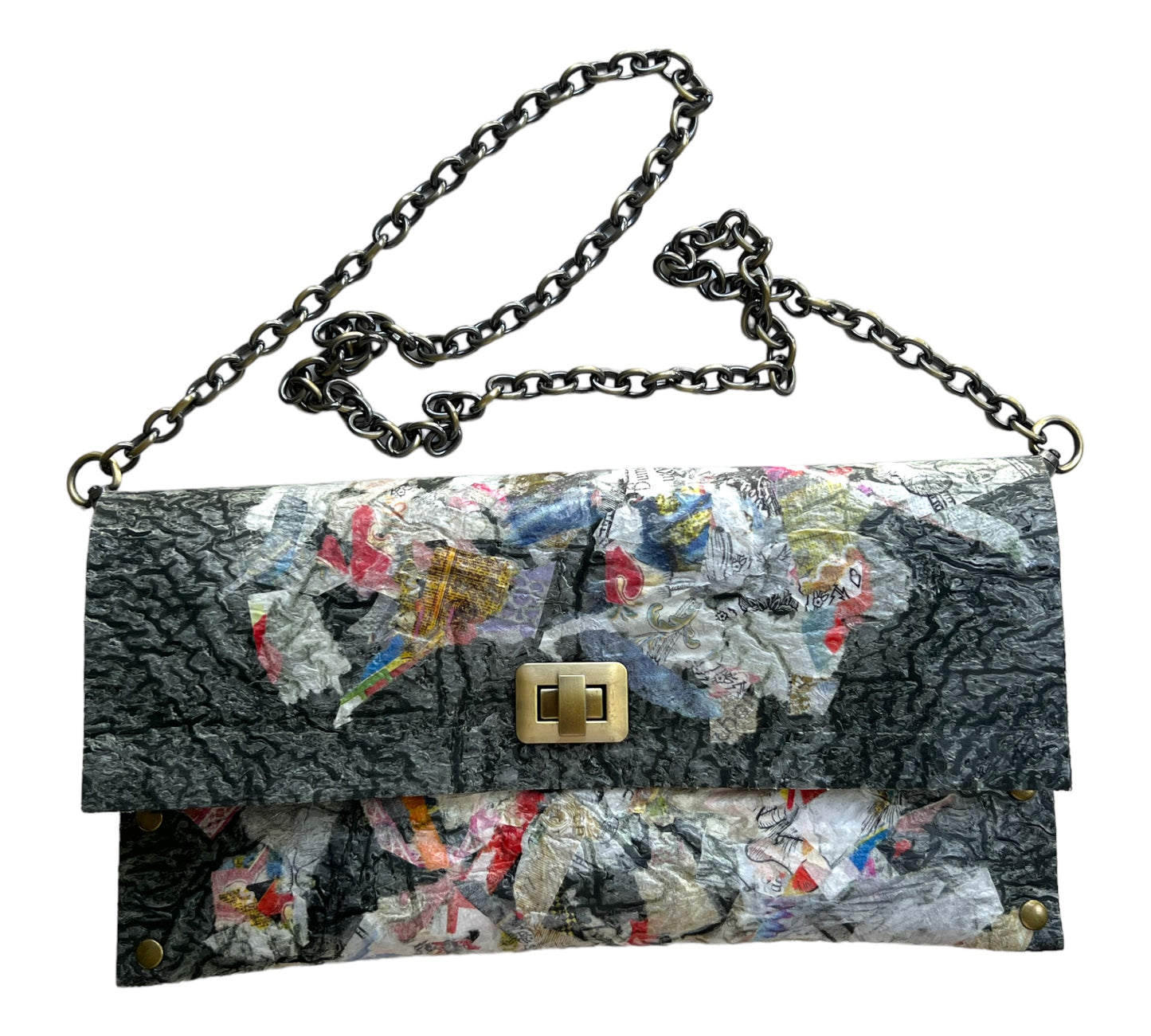 Vegan Handbag Recycled - Decoupaged