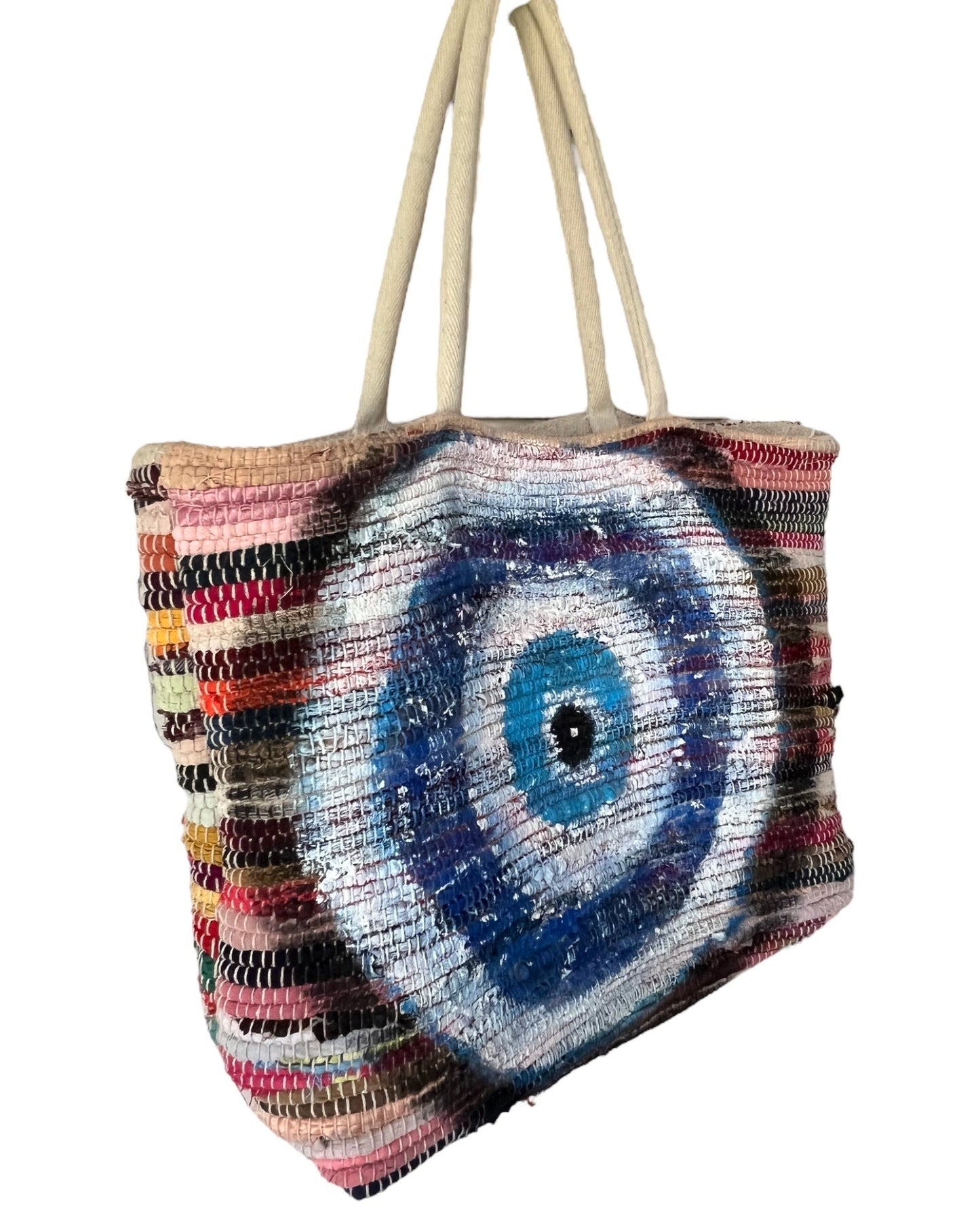 Evil Eye Hand Painted Summer Beach Bag