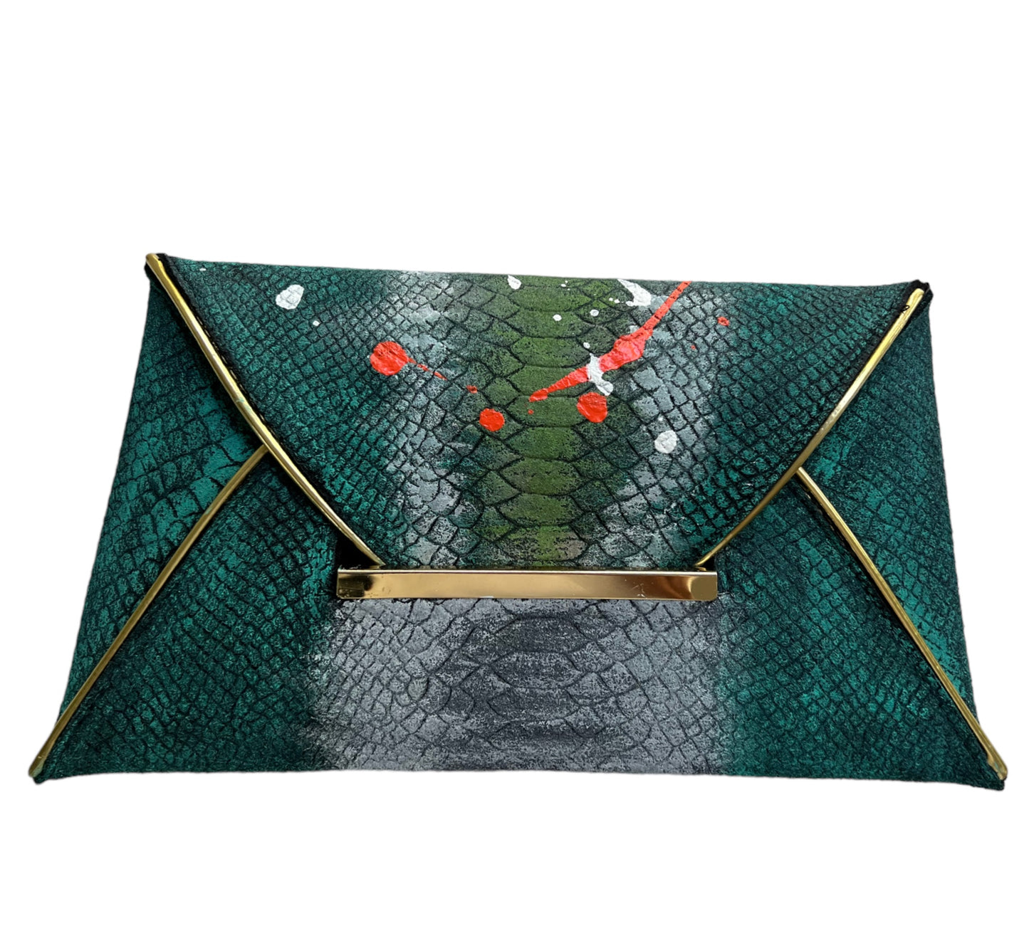 Crocodile Embossed Felt Hand-Painted Envelope Bag