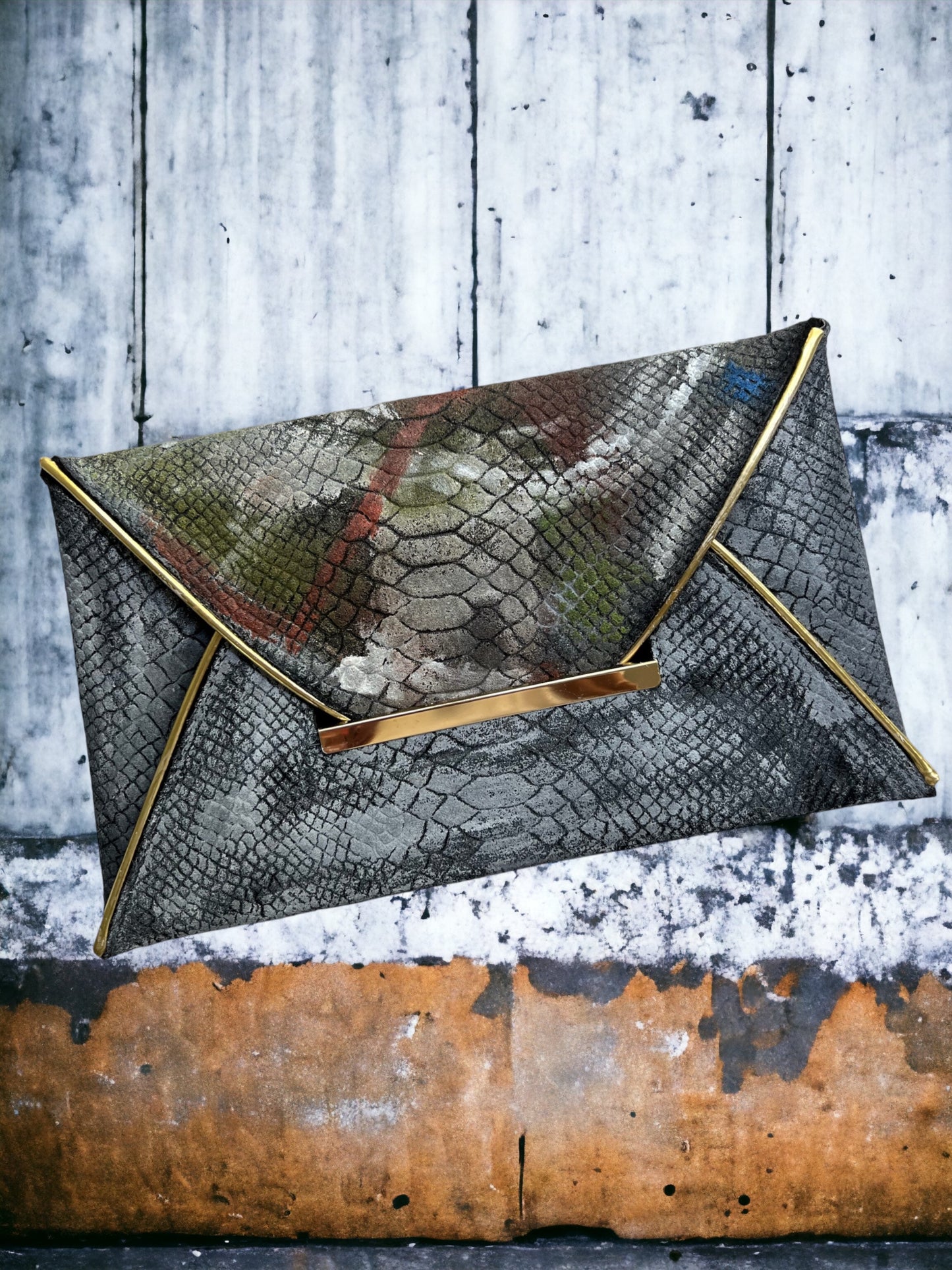 Hand-painted Felt Envelope Women's Clutch