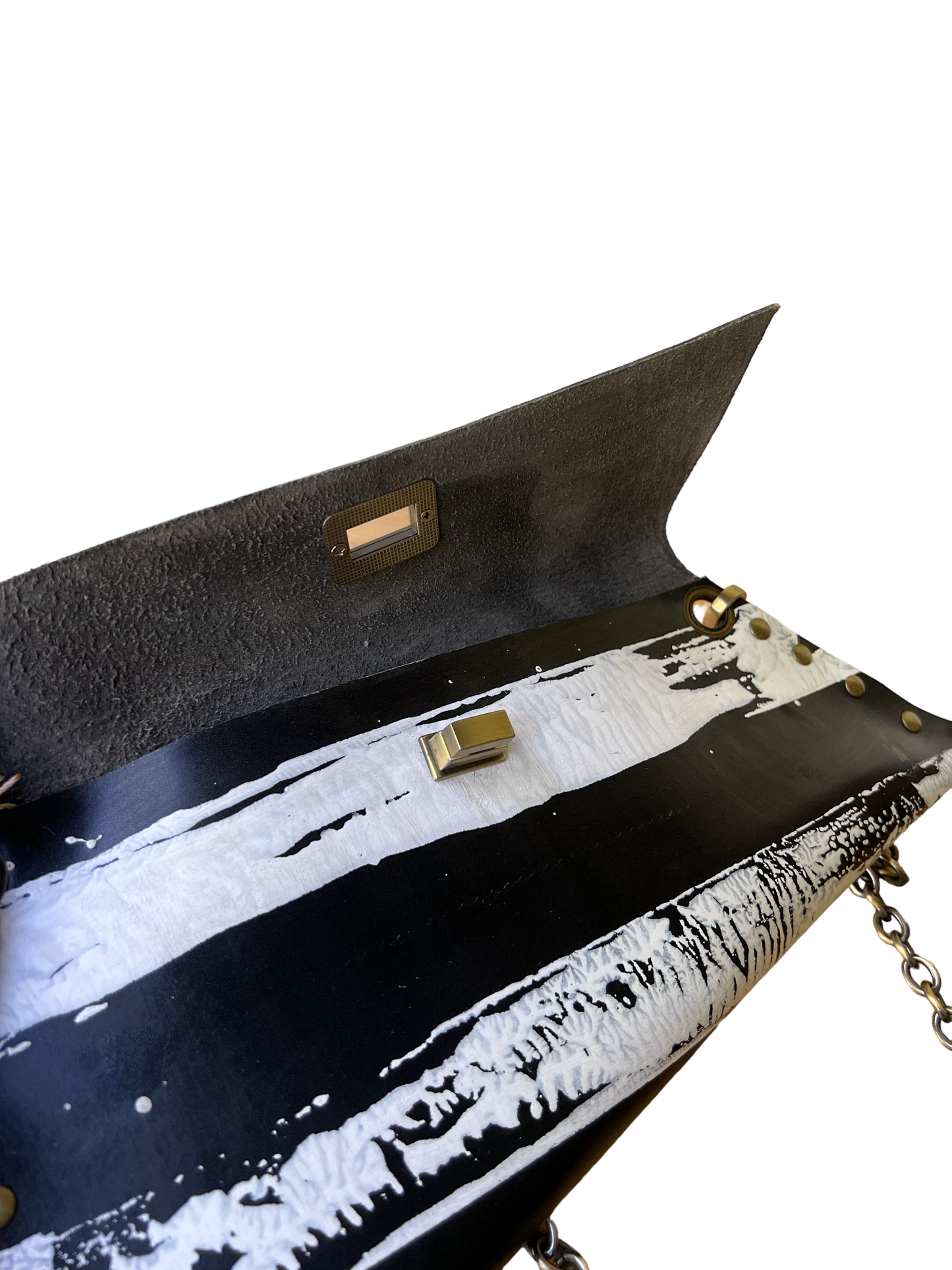 Genuine Leather Black and White Purse