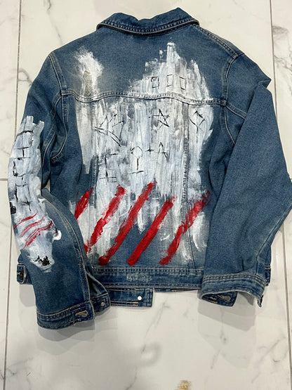 Hand-Painted Unisex Denim Jacket – Modern Streetwear Style *
