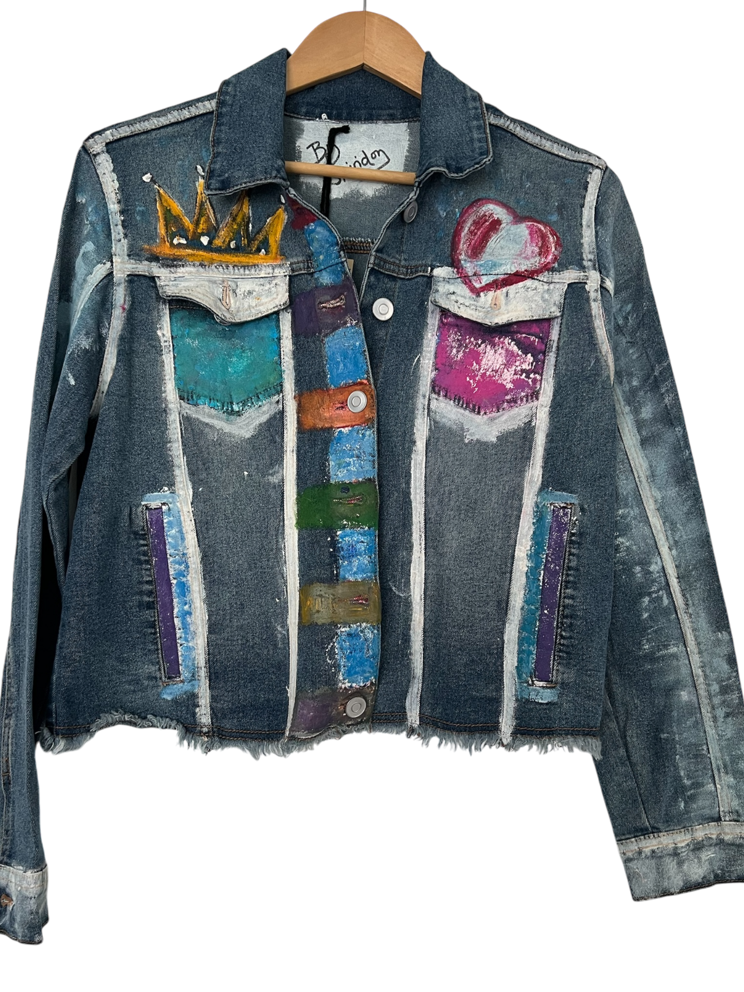 Artisan Hand-Painted Cropped Jean Jacket.