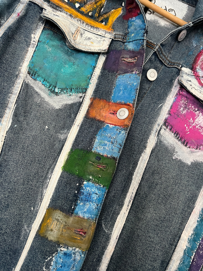 Hand-Painted Cropped Jean Jacket *