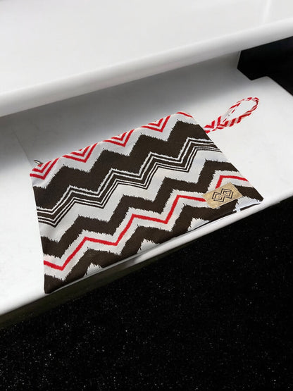 Dual-Sided Cotton Clutch - Zigzag & Greek Key Design