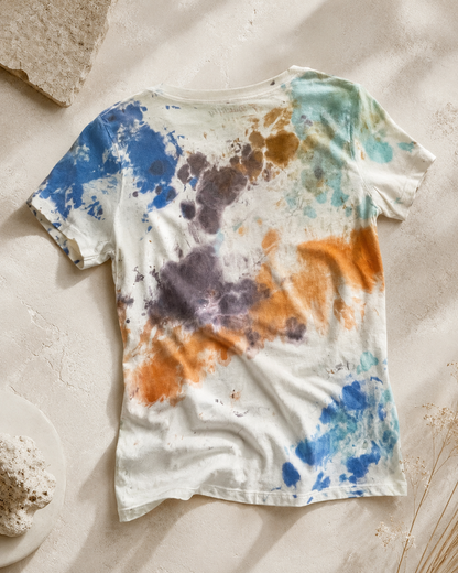 Women’s Floral Graphic V-Neck T-Shirt with Painted Details *