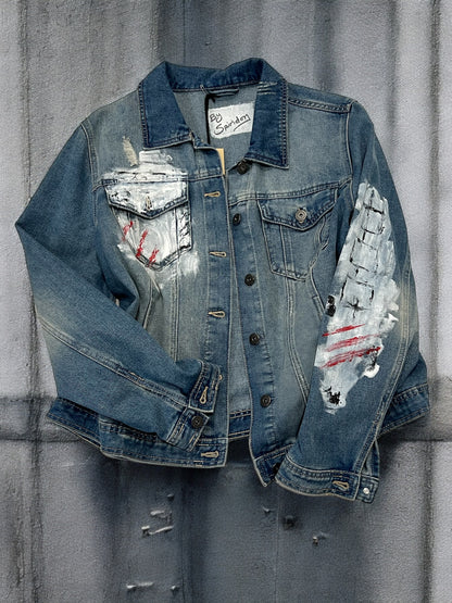 Hand-Painted Unisex Denim Jacket – Modern Streetwear Style *