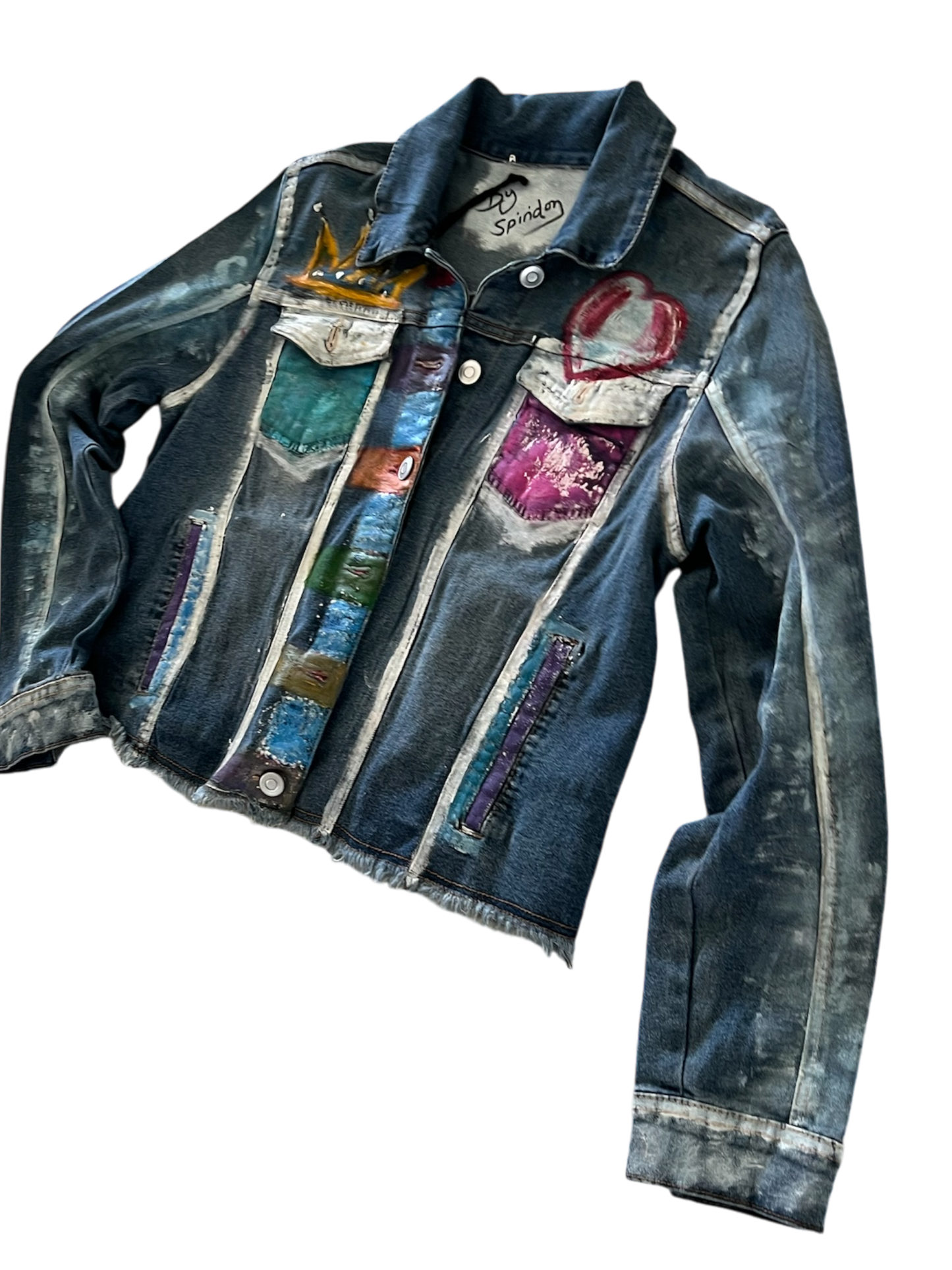 Artisan Hand-Painted Cropped Jean Jacket.