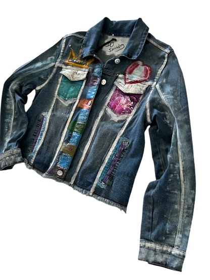 Hand-Painted Cropped Jean Jacket *