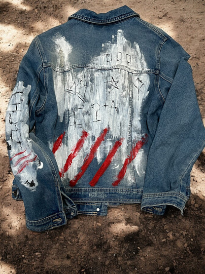 Hand-Painted Unisex Denim Jacket – Modern Streetwear Style *