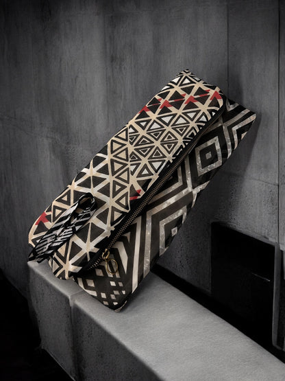 Two-Sided Geometric Clutch - Earth Tones