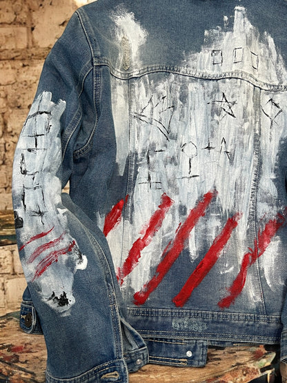 Hand-Painted Unisex Denim Jacket – Modern Streetwear Style *