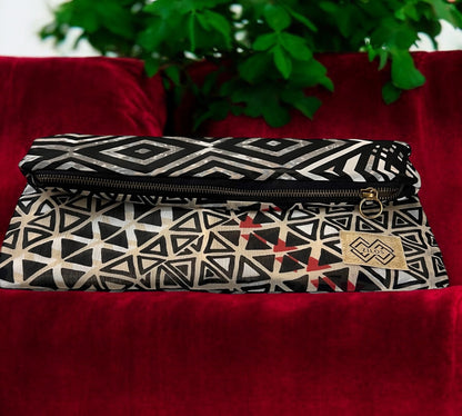 Two-Sided Geometric Clutch - Earth Tones