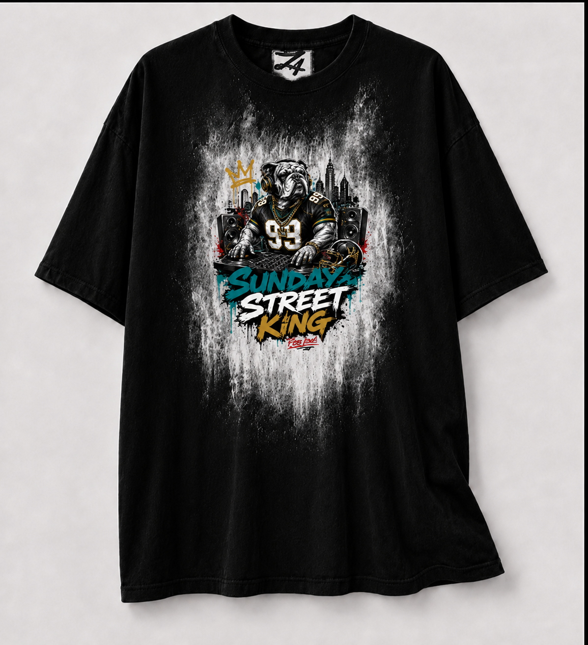 Sunday Street King Black Graphic T-Shirt | Hand-Painted Streetwear Tee