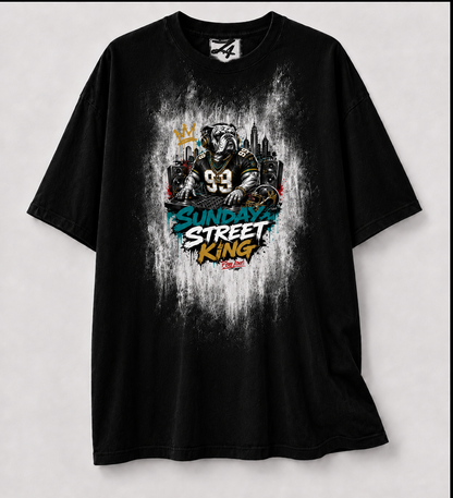 Sunday Street King Black Graphic T-Shirt | Hand-Painted Streetwear Tee