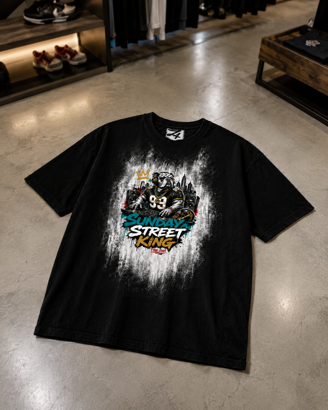 Sunday Street King Black Graphic T-Shirt | Hand-Painted Streetwear Tee