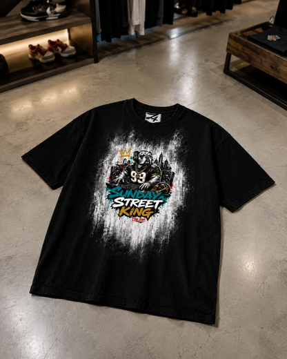 Sunday Street King Black Graphic T-Shirt | Hand-Painted Streetwear Tee