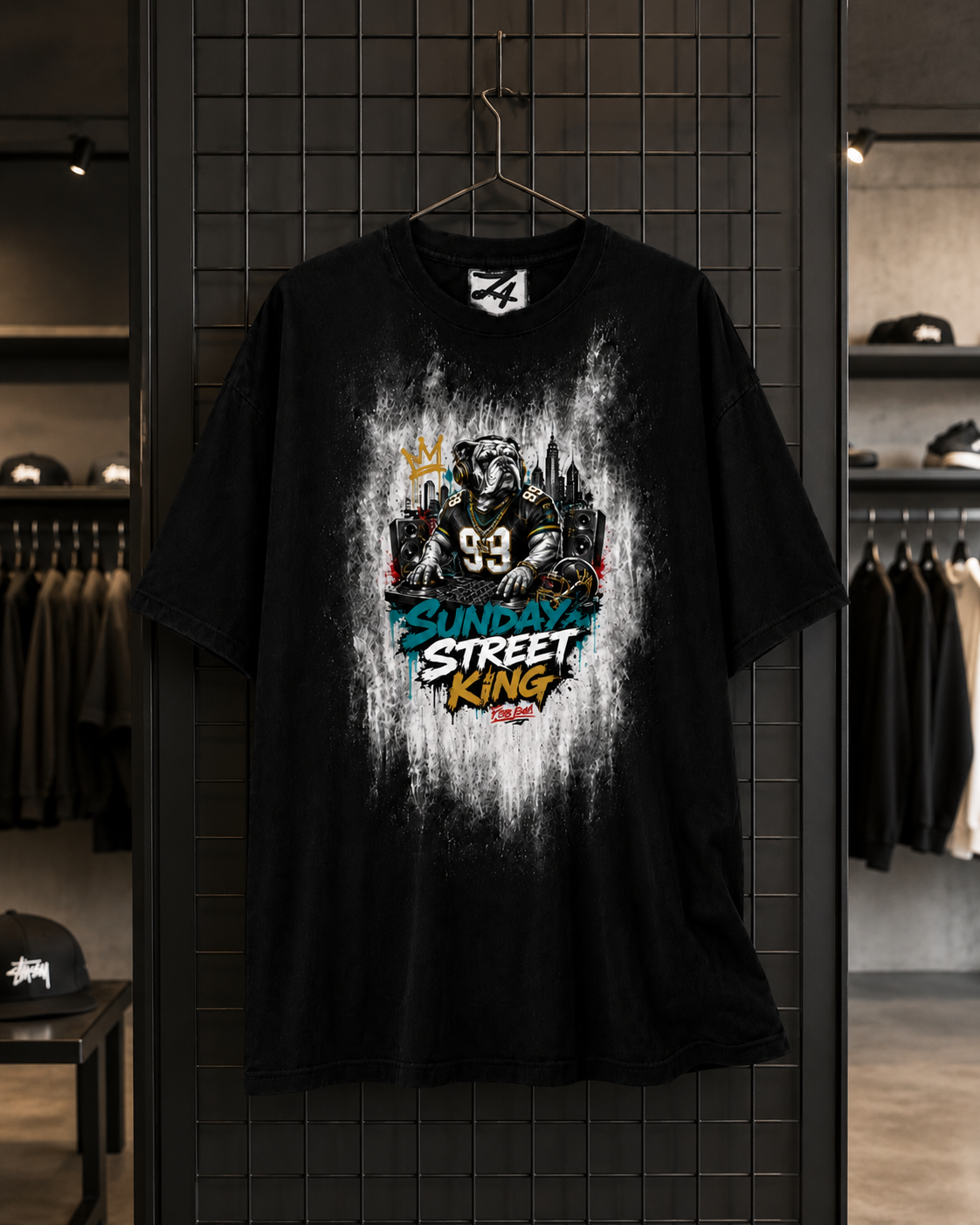 Sunday Street King Black Graphic T-Shirt | Hand-Painted Streetwear Tee
