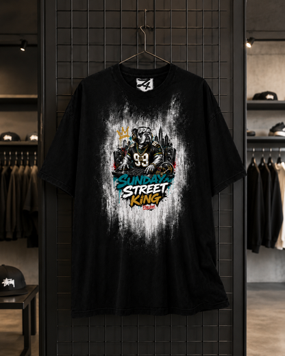 Sunday Street King Black Graphic T-Shirt | Hand-Painted Streetwear Tee