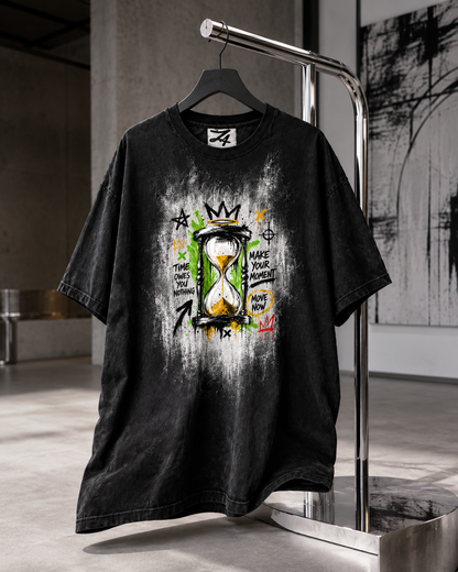 Black Hourglass Graphic T-Shirt, Oversized Streetwear Tee, Time Owes You Nothing Shirt, Urban Unisex Graphic Top
