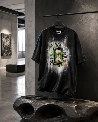 Black Hourglass Graphic T-Shirt, Oversized Streetwear Tee, Time Owes You Nothing Shirt, Urban Unisex Graphic Top