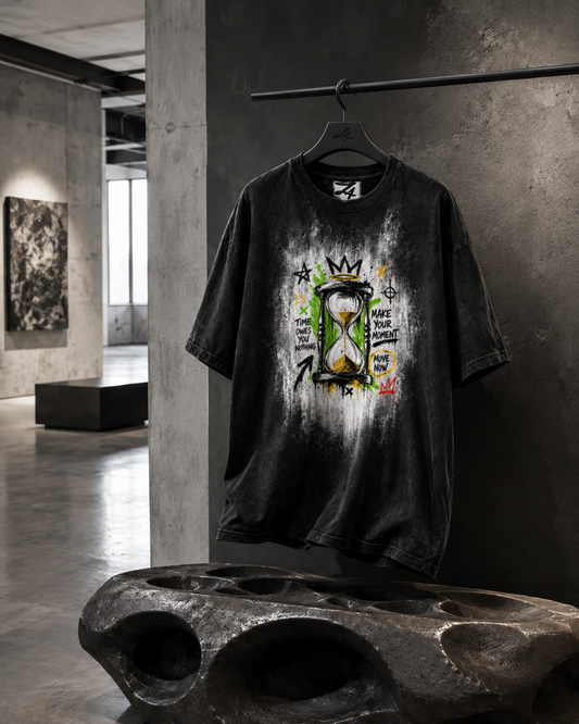 Black Hourglass Graphic T-Shirt, Oversized Streetwear Tee, Time Owes You Nothing Shirt, Urban Unisex Graphic Top