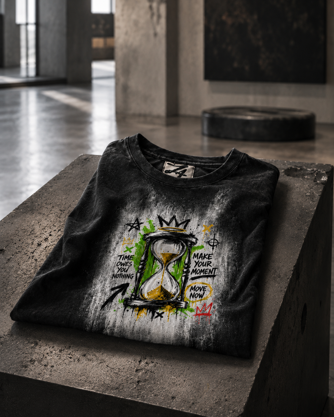 Black Hourglass Graphic T-Shirt, Oversized Streetwear Tee, Time Owes You Nothing Shirt, Urban Unisex Graphic Top