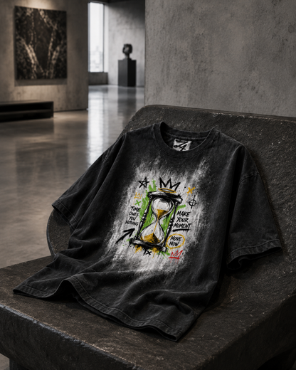 Black Hourglass Graphic T-Shirt, Oversized Streetwear Tee, Time Owes You Nothing Shirt, Urban Unisex Graphic Top