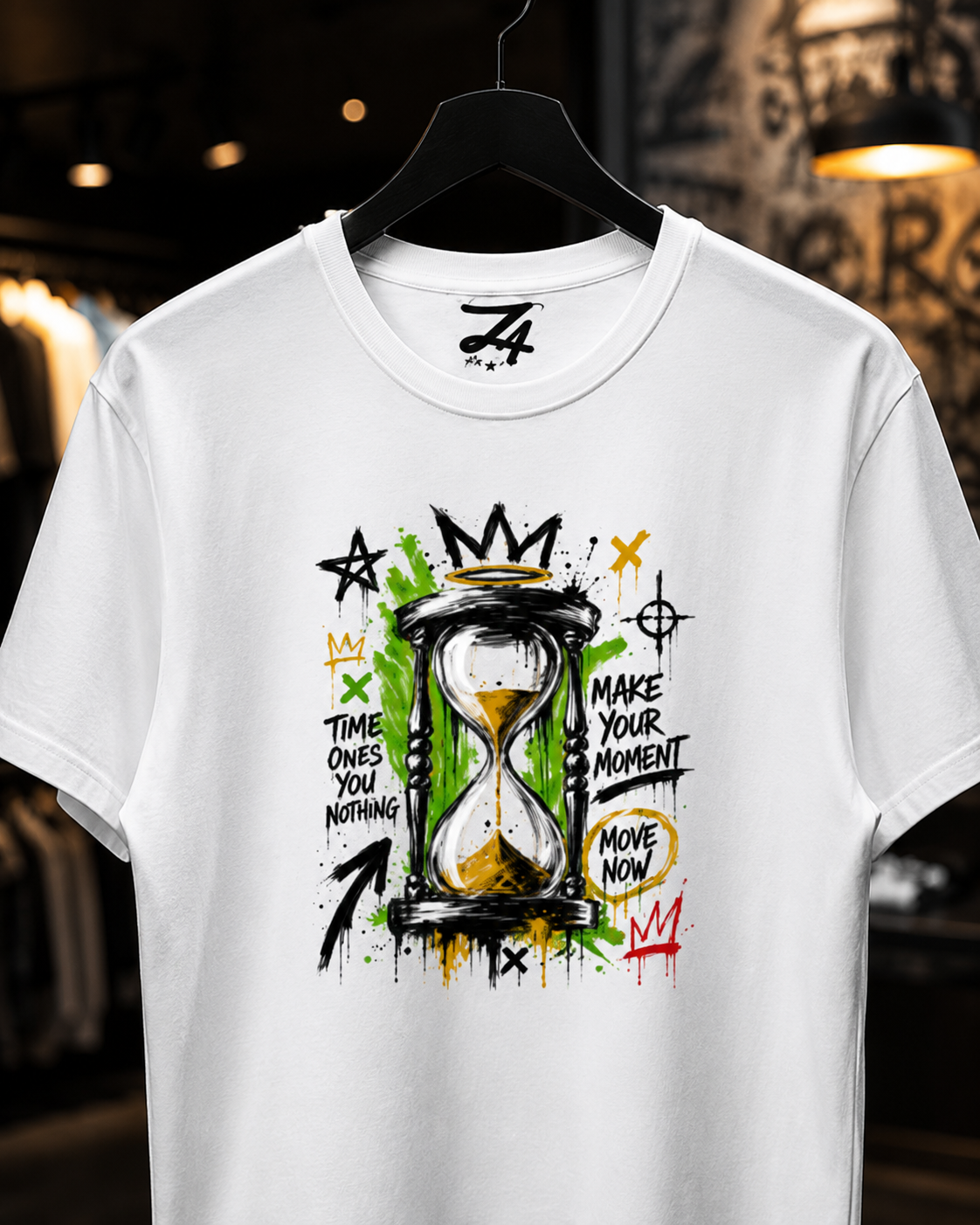 Black Hourglass Graphic T-Shirt, Oversized Streetwear Tee, Time Owes You Nothing Shirt, Urban Unisex Graphic Top