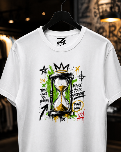 Black Hourglass Graphic T-Shirt, Oversized Streetwear Tee, Time Owes You Nothing Shirt, Urban Unisex Graphic Top