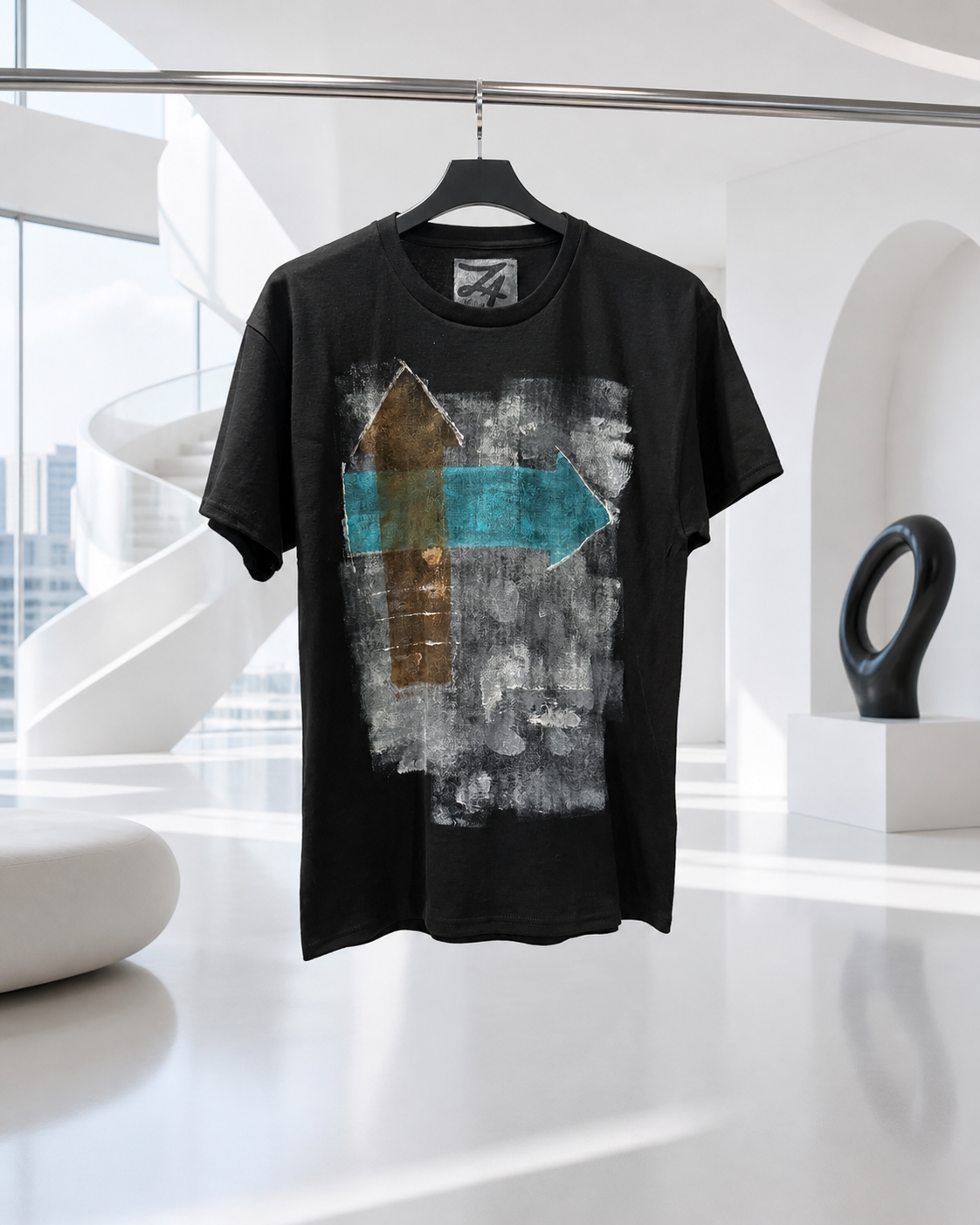 Men’s Black Graphic T-Shirt | Hand-Painted Abstract Streetwear Tee
