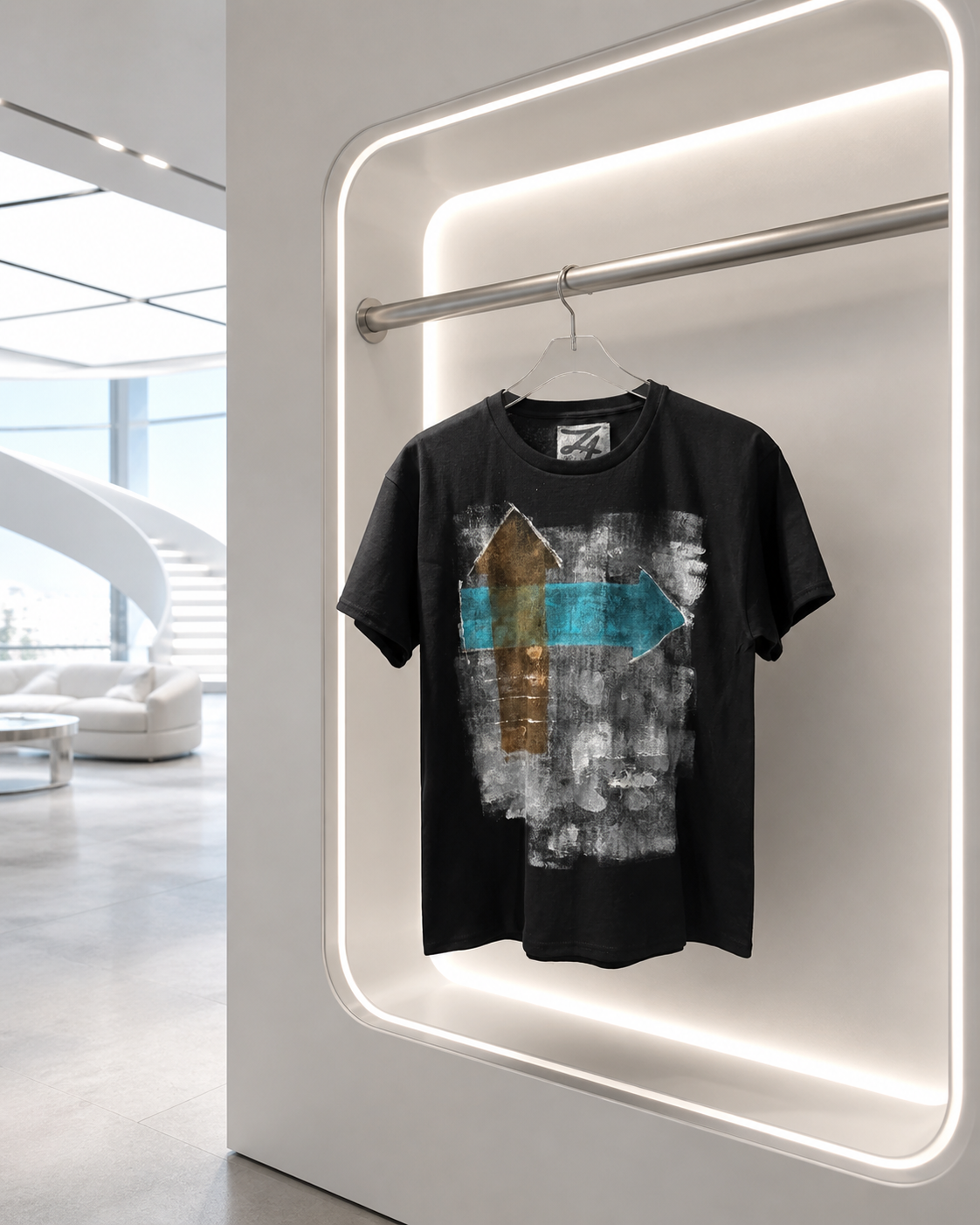 Men’s Black Graphic T-Shirt | Hand-Painted Abstract Streetwear Tee