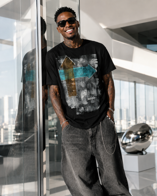 Men’s Black Graphic T-Shirt | Hand-Painted Abstract Streetwear Tee