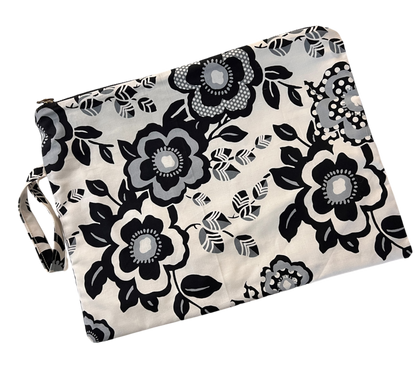 Black & Neural Two-Sided Clutch - Floral& Abstract