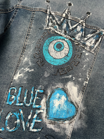 Hand-Painted Cropped Jean Jacket *