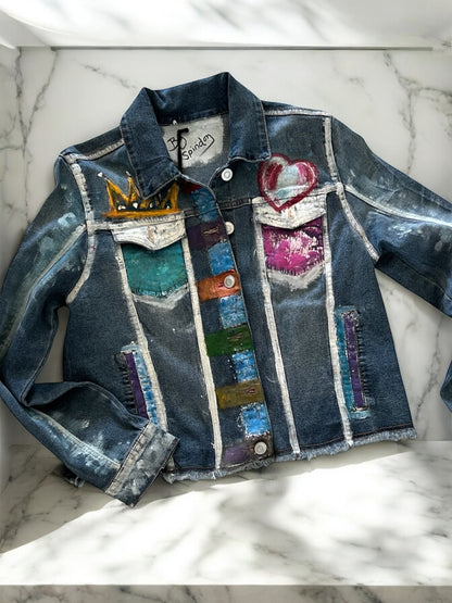 Hand-Painted Cropped Jean Jacket *